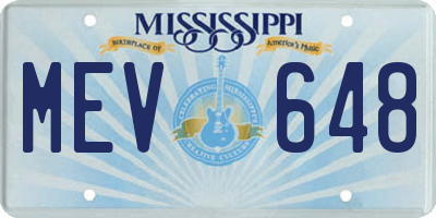 MS license plate MEV648