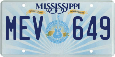 MS license plate MEV649