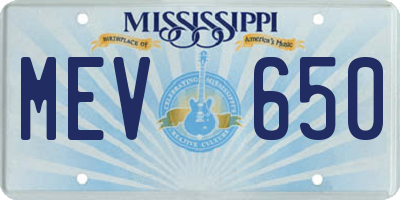 MS license plate MEV650