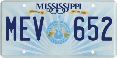 MS license plate MEV652