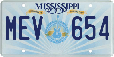 MS license plate MEV654