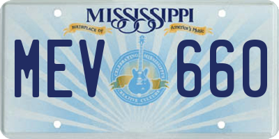 MS license plate MEV660