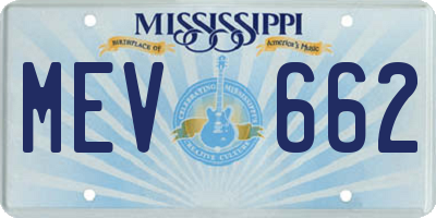 MS license plate MEV662