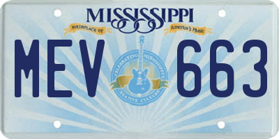 MS license plate MEV663