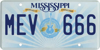 MS license plate MEV666