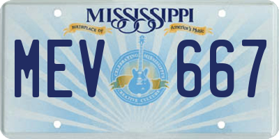 MS license plate MEV667