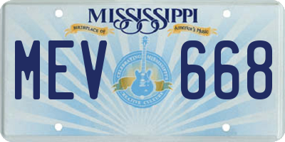 MS license plate MEV668