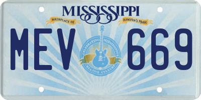MS license plate MEV669