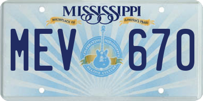MS license plate MEV670