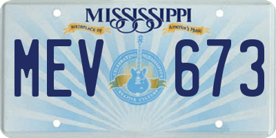 MS license plate MEV673