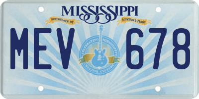 MS license plate MEV678