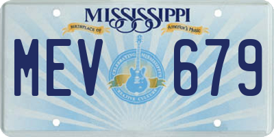 MS license plate MEV679