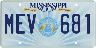 MS license plate MEV681
