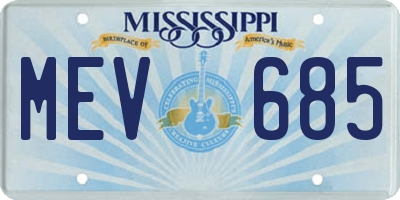 MS license plate MEV685