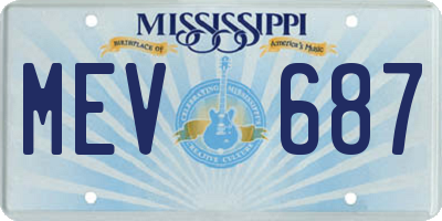 MS license plate MEV687