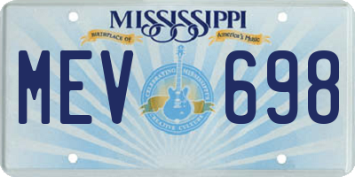 MS license plate MEV698