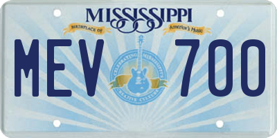 MS license plate MEV700