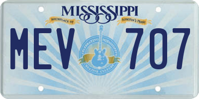 MS license plate MEV707