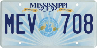 MS license plate MEV708