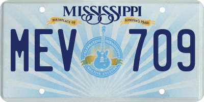 MS license plate MEV709