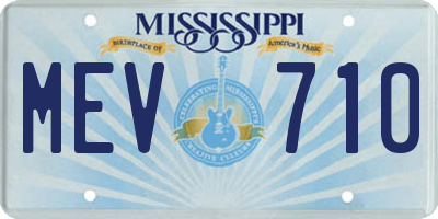 MS license plate MEV710