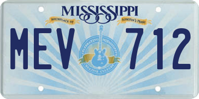 MS license plate MEV712