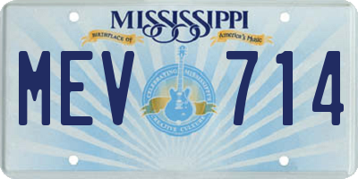 MS license plate MEV714