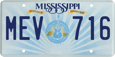MS license plate MEV716