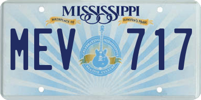 MS license plate MEV717