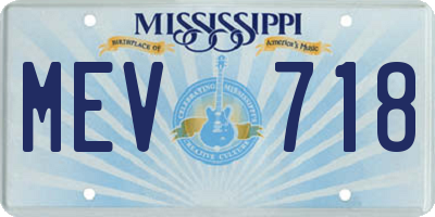 MS license plate MEV718
