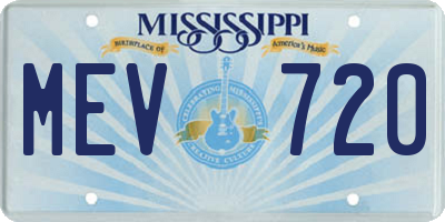 MS license plate MEV720