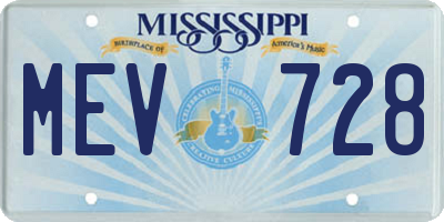 MS license plate MEV728
