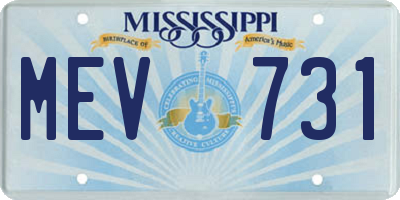 MS license plate MEV731
