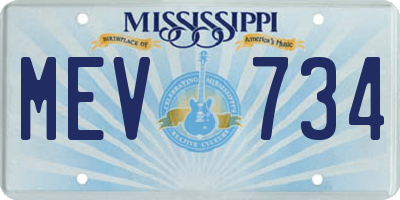MS license plate MEV734