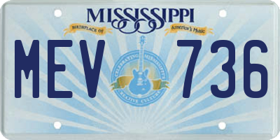 MS license plate MEV736