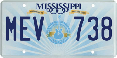 MS license plate MEV738