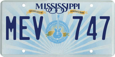 MS license plate MEV747