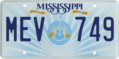 MS license plate MEV749