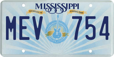 MS license plate MEV754