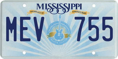 MS license plate MEV755