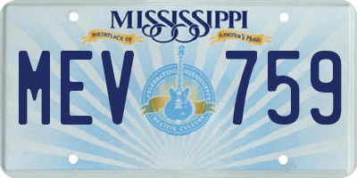 MS license plate MEV759