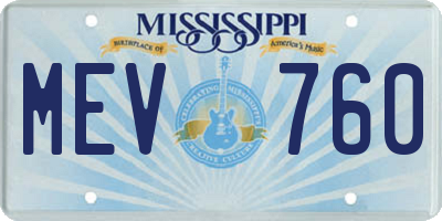 MS license plate MEV760