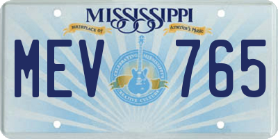 MS license plate MEV765