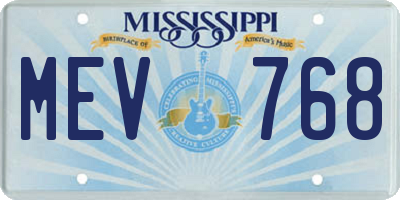 MS license plate MEV768