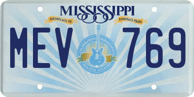 MS license plate MEV769