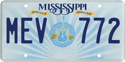MS license plate MEV772