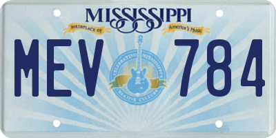 MS license plate MEV784
