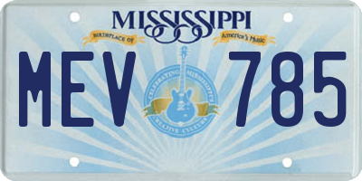 MS license plate MEV785