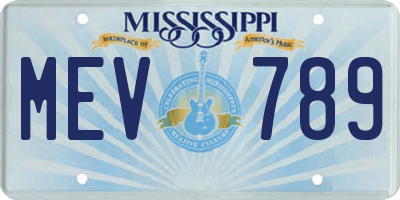 MS license plate MEV789