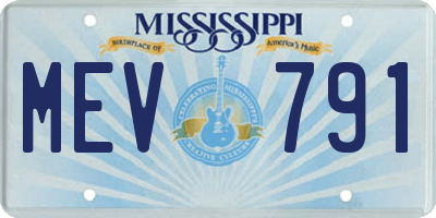 MS license plate MEV791